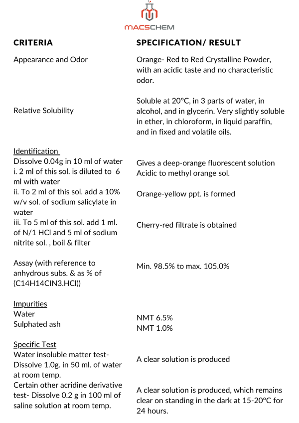 Acriflavine-HCL Specification