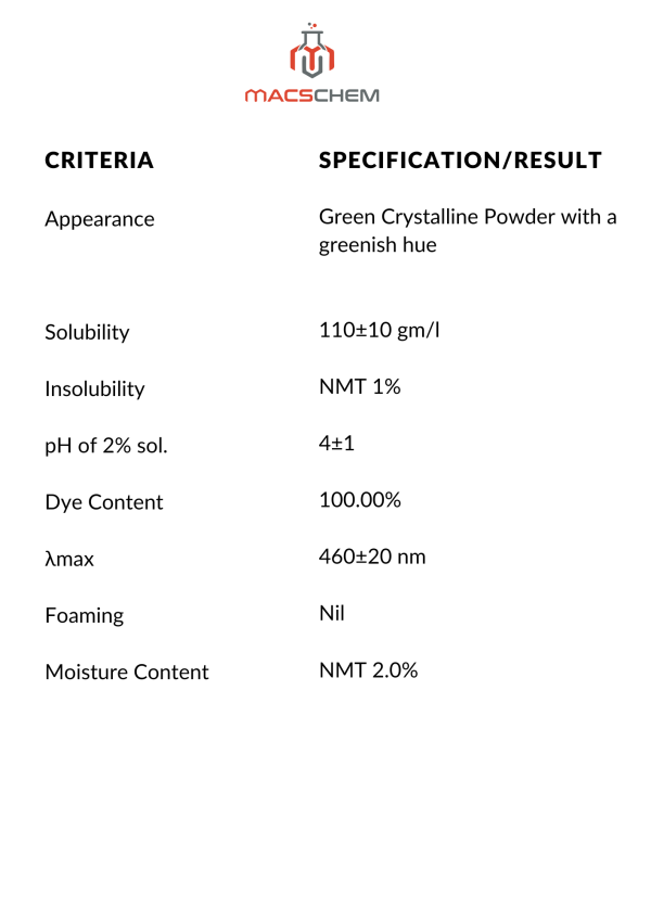 Malachite Green Powder (Oxalate Salt) Specifications MacsChem